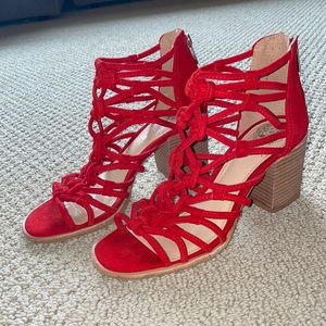 Vince Camuto Red Thick Heel Shoes